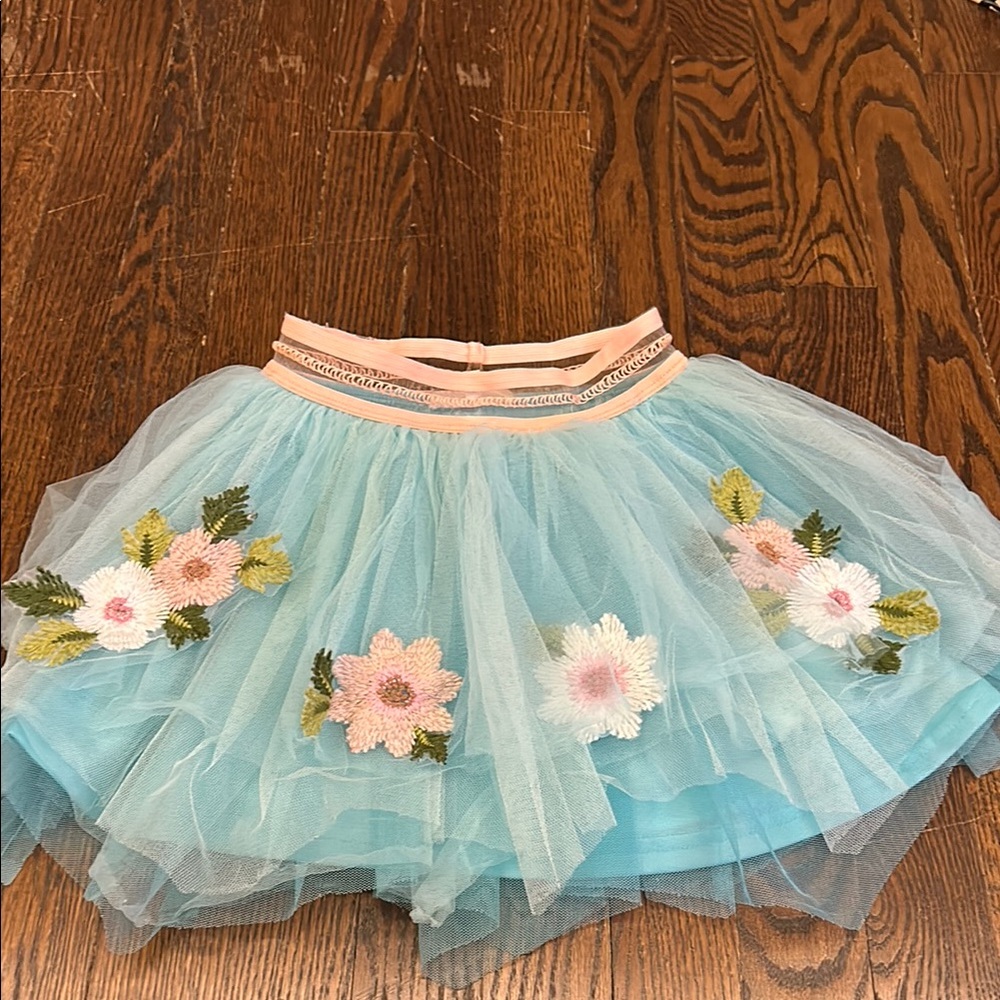 Floral Embroidered Tulle Skirt